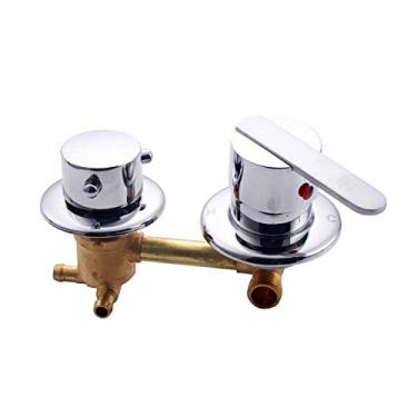 Imagem de Interruptores de chuveiro de 3/4/5 vias, controle de torneiras de sala de latão, acessórios para cabine de mistura, válvula de mistura, painel de entrada de torneira de desviador de água quente e fria, peça de reparo de conversão, cartucho de cerâmica, suporte duplo
