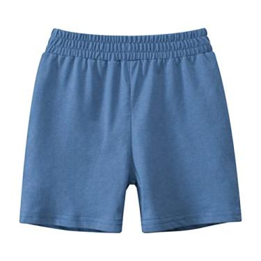 Imagem de Shorts de verão para meninos de cor sólida casual moda para roupas infantis shorts para meninos (azul-marinho, 4-5 anos)