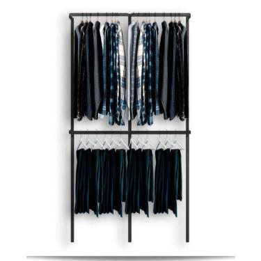 Imagem de Arara cabideiro aramado trilho parede closet loja suspenso Pt 1,30 m