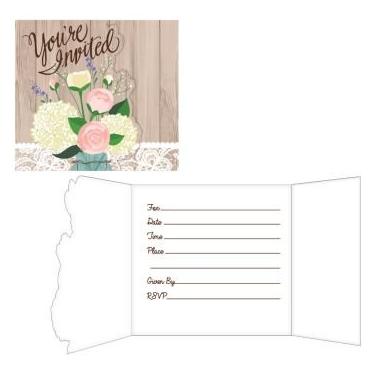 Imagem de Creative Converting Convites rústicos para casamentos, tamanho único, multicoloridos