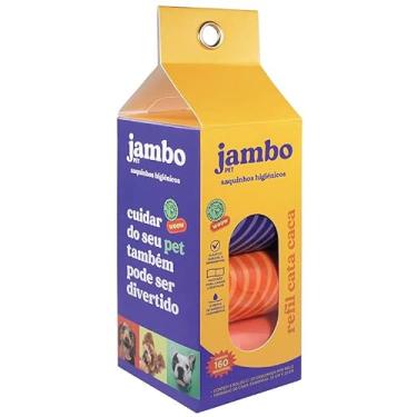 Imagem de JAMBO PET, Kit Cata Caca Refil Saquinhos Higiênicos para Cães, Destaca Fácil, 8 Rolos, Plástico Durável e Impermeável, À Prova de Vazamentos, Diversas Cores