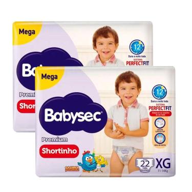 Imagem de Kit 2 Fraldas Descartável Babysec Shortinho Mega XG - 44 Tiras