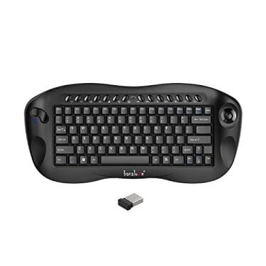 Imagem de GOEASILY Teclado trackball óptico sem fio QWERTY portátil de 2,4 GHz com teclas de atalho multimídia para Windows XP/7/10, Android OTT e Mac OS (preto)