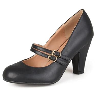 Imagem de Journee Collection Womens Wendy Heels Classic Round Toe Mary Jane Pumps with Double Strap, Black Matte, 7