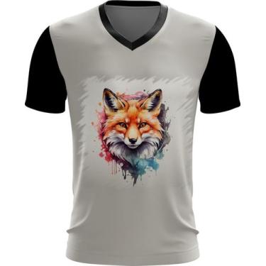 Imagem de Camiseta Gola V Raposa Fox Ilustrada Abstrata Cromática 2 - Kasubeck S