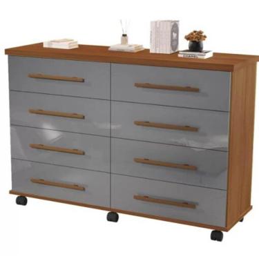 Imagem de  Cômoda Jade Com 8 Gavetas Corrediça Telescópica E Rodinhas