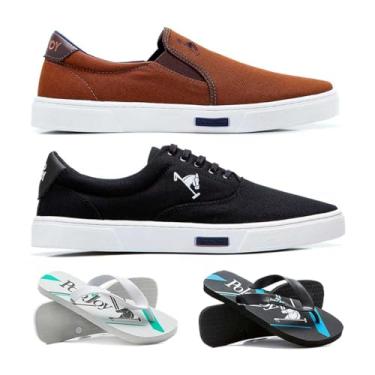 Imagem de Kit 1 Tênis Iate 1 Tênis E 2 Chinelos Polo Joy Marrom E Preto 39