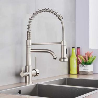 Imagem de Torneira com filtro de água pura para cozinha, alça dupla, água potável quente e fria, torneira removível, purificação, níquel b, 1