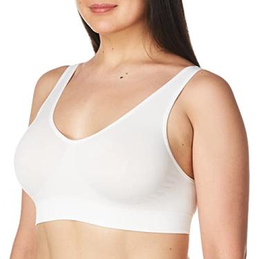 Imagem de Hanes Sutiã feminino sem fio, pulôver de cobertura total, sutiã de malha elástica, sutiã camiseta suave, Branco, 3X-Large