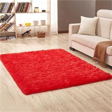 Imagem de Tapetes de área ultra macios quadrados tapetes macios para o quarto sala de estar tapete desgrenhado decoração de casa, vermelho, 60x120cm