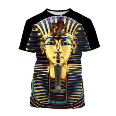 Imagem de Camiseta estampada unissex Harajuku Streetwear Harajuku Ancient Horus Olho de Deus do Egito Faraó 3D, Azul marinho, M