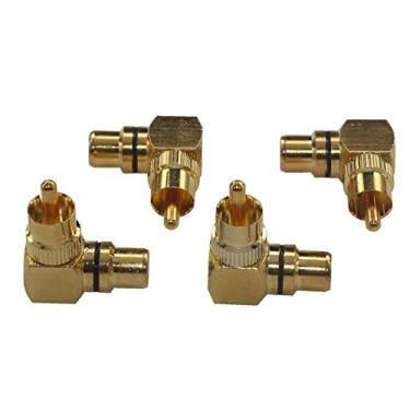 Imagem de KK-04 [4 unidades] 4 peças no total, adaptador RCA de ângulo reto de – conector KK-04 fêmea de 90° para macho banhado a ouro