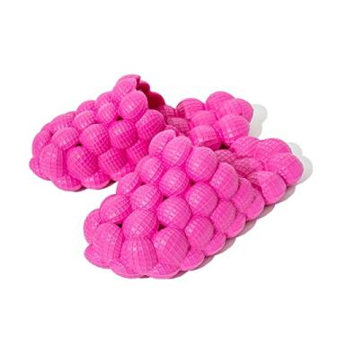 Imagem de Chinelos de bolha, chinelos de bolha, chinelos de massagem engraçados Bubble Slides, chinelos de bolha para mulheres, chinelos de spa antiderrapantes, sandálias de bolha, slides de bolhas para homens, travesseiro macio para alívio de estresse, unissex, Vermelho rosa, 9-9.5