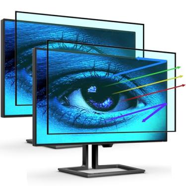 Imagem de FILMEXT Pacote com 2 filtros de tela de luz azul removível de 68 cm para monitor 16:9 sem moldura – livre de bolhas de alta claridade – proteção ocular luz azul bloqueio protetor UV para monitor de computador de moldura fina