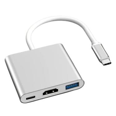 Imagem de Adaptador Dex para Samsung, Hub 3 em 1 USB C 3.1 para Thunderbolt 3.0, HDMI 4K e USB 3.0 compatível com Android e iPhone 15 (Cinza)