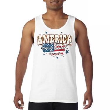 Imagem de Camiseta regata masculina America My Home Sweet Home 4th of July Stars and Stripes Pride American Dream Patriotic USA Flag, Branco, G