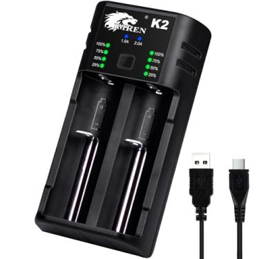 Imagem de IMREN 18650 Carregador de Bateria, 3.7V Carregador de Bateria de Iões de Lítio Para 18650 10440 14500 14650 18500 18350 18700 26650,1.2V Ni-MH/Ni-Cd AA AAA C Bateria (2 baias)