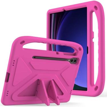Imagem de Estojo protetor Capa infantil compatível com Samsung Galaxy Tab S9 FE Plus, capa SM-X610/SM-X616 de 12,4 polegadas, alça leve à prova de choque, capa protetora adequada para crianças Capa(Size:ROSE RE