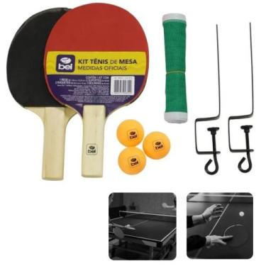 Imagem de Kit Ping-Pong 2 Raquetes + Suporte + Rede + 3 Bolinhas Bel