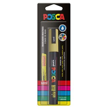 Imagem de POSCA, UNI, Caneta Marcador PC-5M, Ponta Média, traço de 2,5mm a 6,8mm, Amarelo, Blister com 1 Unidade
