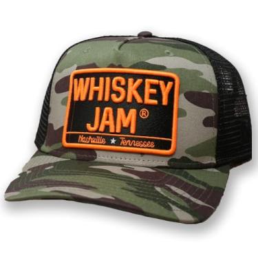 Imagem de Whiskey Jam Boné de caminhoneiro ajustável WJ Tractor Snapback, Laranja/Camuflagem, Tamanho �nica