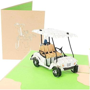 Imagem de PopLife® Carrinho de golfe 3D Pop Up Cartão de Dia dos Pais - Feliz aniversário, presente de aposentadoria, cartão de dia dos namorados para ele, aniversário - presente de golfe para marido, cartão