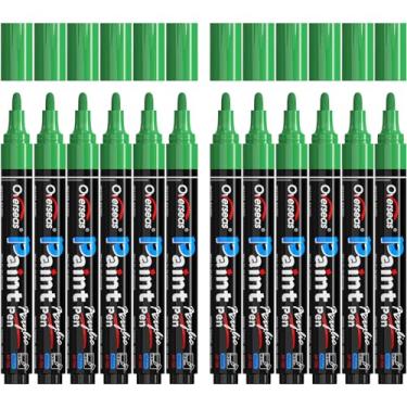 Imagem de Overseas Canetas de tinta verde marcadores de tinta - Marcadores de acrílico permanentes, pacote com 12, à base de água, secagem rápida, caneta marcador impermeável para rocha, madeira, plástico