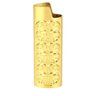 Imagem de Capa de Isqueiro, Padrão Em Relevo, Estética Aprimorada, Material Metálico Robusto, Estilo Vintage, Fácil de Instalar, Protetor de Isqueiro para J6 (preto) (GOLD)