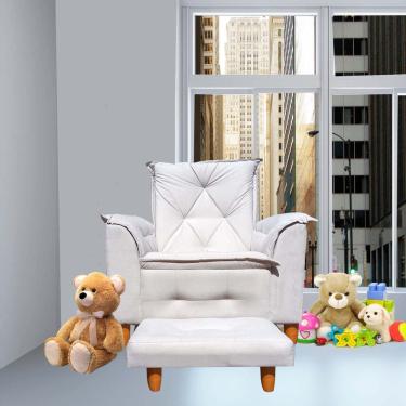 Imagem de Poltrona De Amamentação Celine Com Puff Suede Bege Claro