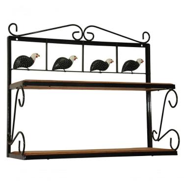 Imagem de Prateleira Cozinha Dupla Madeira Ferro Angolas Preto 50x60