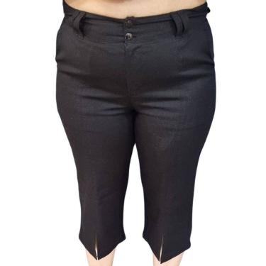 Imagem de Calça Alfaiataria Feminina Pantacourt Linho Plus Size