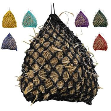 Imagem de Majestic Ally Furos de 5 cm x 5 cm altamente duráveis rede de feno de 91 cm para cavalos, cabras, alimentador de viagem para reboque e barraca, reduz o desperdício (preto)