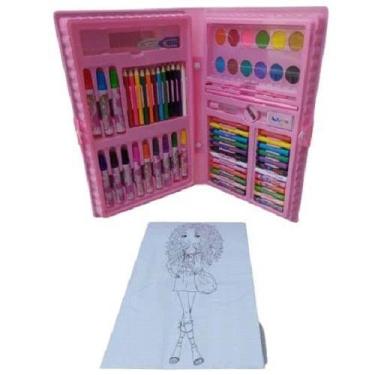 Imagem de Kit Estojo Material Escolar Infantil Para Pintura Maleta Com 68 Peças 