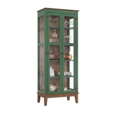 Imagem de Cristaleira de Madeira Maciça 2 portas - Apaixone&Decore, Verde - Fund