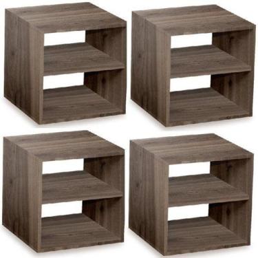 Imagem de Conjunto 4 Nichos Cubo com 1 Prateleira Montana Kit Cubos Baby Espress