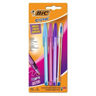 Imagem de Caneta Esferográfica BIC Fashion Azul + Rosa + Lilás + 1 Fina Azul