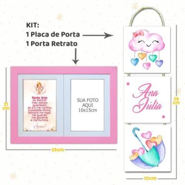 Imagem de Kit Infantil Bebê com Placa de Porta Maternidade e Porta Retrato com O