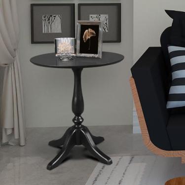 Imagem de Mesa Lateral Madeira Rústica Pé Torneado S/borda - Preta - ART MOVEIS 