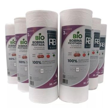 Imagem de Fardo 6 Bobina Plástica Picotada Fundo Reto 30x40 P/3kg - Rolls Bags