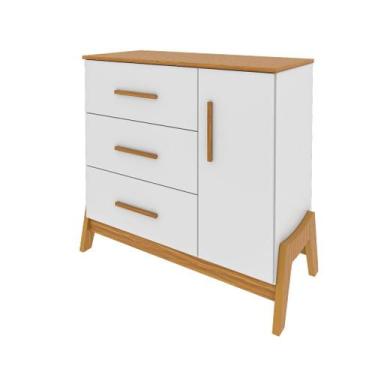 Imagem de Cômoda Retro Moveis Peroba Guti MDF Branco Amêndoa