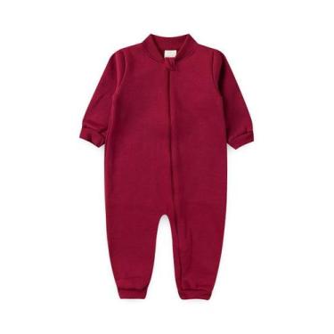 Imagem de Macacão Bebê Moletom - Duma Kids, Borgonha, 0 a 3 Meses