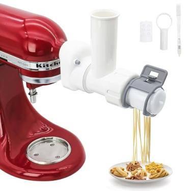 Imagem de Acessório 6 em 1 compatível com batedeira KitchenAid, máquina de prensa de massa com 6 formas (espaguete, bucatini, Fusilli, Rigatoni, macarrão), design estendido