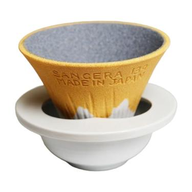 Imagem de Filtro de café de cerâmica Mt. Fuji – Feito no Japão – gotejador reutilizável – amarelo
