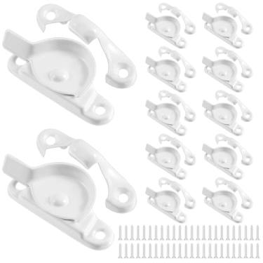 Imagem de Hicarer Pacote com 12 fechaduras de janela de zinco, trava de janela de 1-15/16 e 1-7/20.3 cm, centros de orifícios, travas de janela, substituição de segurança para janelas de madeira penduradas