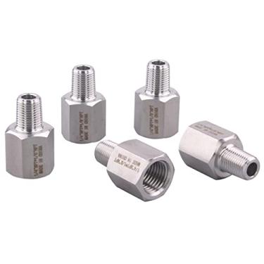 Imagem de DERPIPE Encaixe adaptador redutor forjado - conector de tubo redutor de aço inoxidável 304, NPT fêmea de 1/4" x NPT macho de 1/8" (pacote com 5)