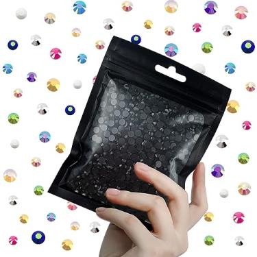 Imagem de CLRDIVA 3000 peças de strass de resina preta de 5 mm com fundo plano, pedras de gelatina a granel, cristais de costas planas, sem hotfix, pedras de diamantes para artesanato, copos de rosto, olhos, maquiagem, unhas, decoração DIY
