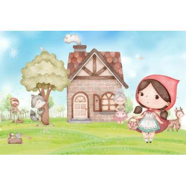 Imagem de Painel de Lona Chapeuzinho Vermelho Aquarela Fábulas - Fabrika de Fest
