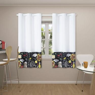 Imagem de Cortina para cozinha 2,20 x 1,45 decorativa estampada janela - Safira 