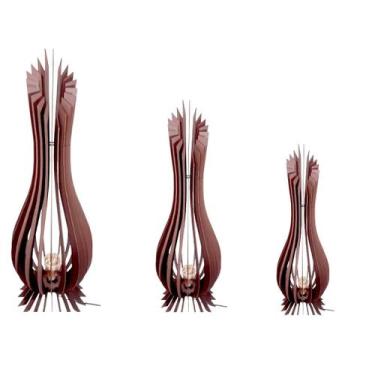 Imagem de Luminária de Chão ANA MARIA MDF - CORALISA, Marrom, Kit com 3 - 90cm, 