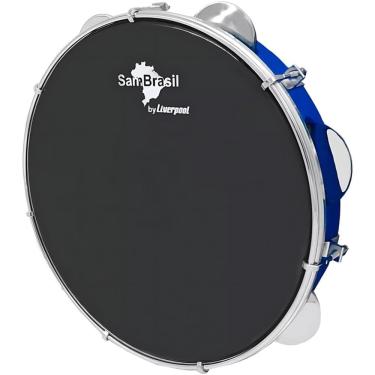 Imagem de Pandeiro Liverpool Sambrasil Premium 10 Azul C/ Pele Preta